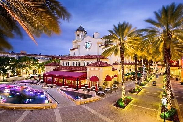 WEST PALM BEACH, FLORIDA - APRIL 3, 2016: The theater and square at CityPlace in West Palm Beach, Florida, USA