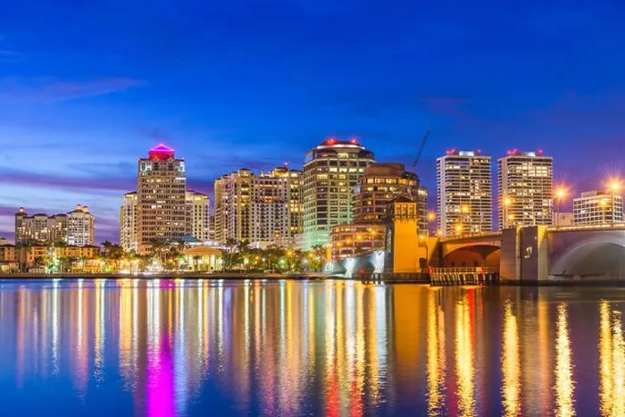 Framed Print : West Palm Beach, Florida, USA skyline on the Intracoastal Waterway at twilight Framed Print : West Palm Beach, Florida, USA skyline on the Intracoastal Waterway at twilight