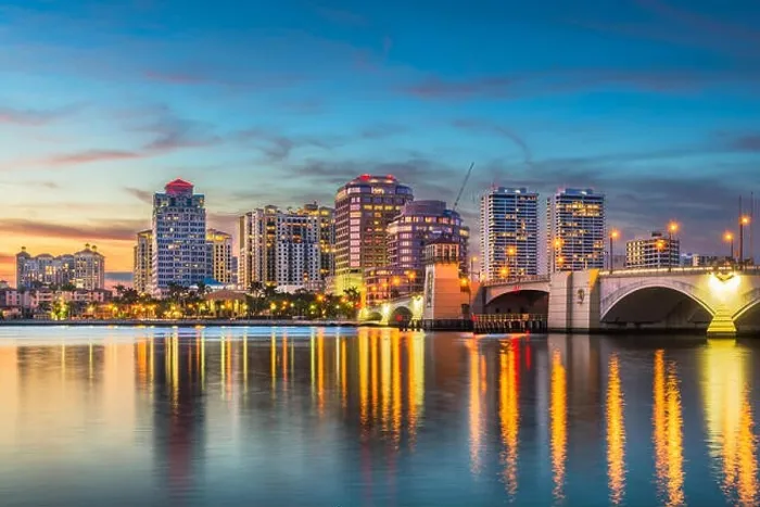 Framed Print : West Palm Beach, Florida, USA skyline on the Intracoastal Waterway at twilight Framed Print : West Palm Beach, Florida, USA skyline on the Intracoastal Waterway at twilight