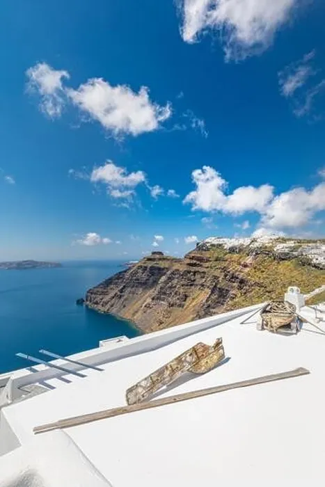 Framed Print : White architecture on Santorini island, Greece. Beautiful landscape, sea view. Luxury summer travel background, romantic vacation, amazing scenery Framed Print : White architecture on Santorini island, Greece. Beautiful landscape, sea view. Luxury summer travel background, romantic vacation, amazing scenery