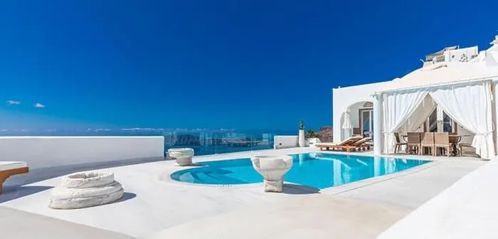 Framed Print : White architecture on Santorini island, Greece. Swimming pool in luxury hotel. Beautiful view on the sea, summer vacation, travel destination stunning Framed Print : White architecture on Santorini island, Greece. Swimming pool in luxury hotel. Beautiful view on the sea, summer vacation, travel destination stunning