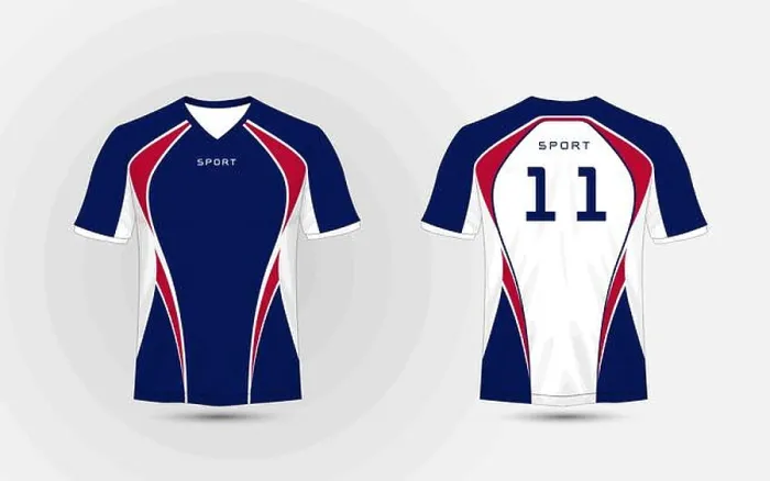 Framed Print : White, Blue and red pattern sport football kits, jersey, t-shirt design template