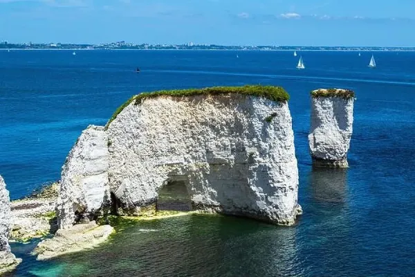 White Cliffs of Old Harry Rocks Jurassic Coast from a drone