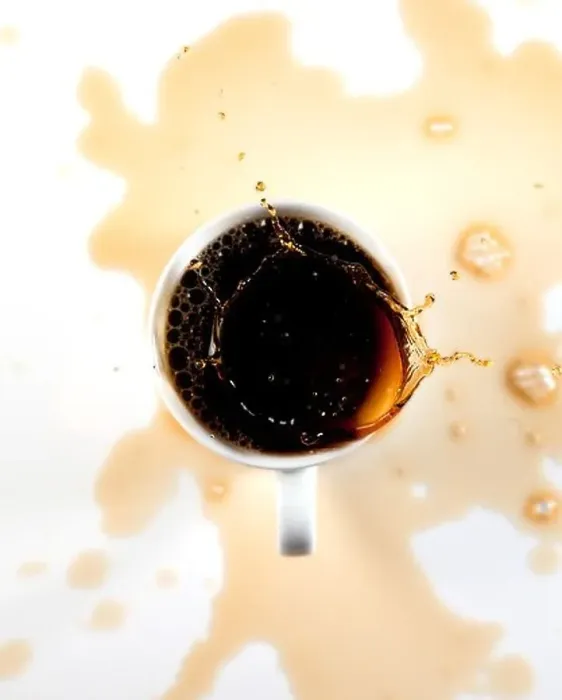 Framed Print : White Coffee Mug with Coffee Splash