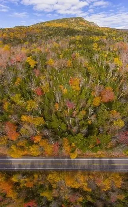 Framed Print : White Mountain National Forest fall foliage on Kancamagus Highway near Hancock Notch aerial view Framed Print : White Mountain National Forest fall foliage on Kancamagus Highway near Hancock Notch aerial view