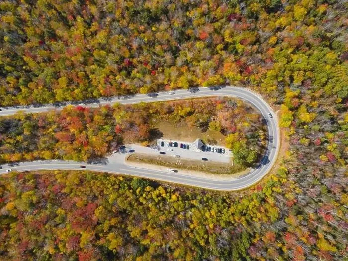 Framed Print : White Mountain National Forest fall foliage on Kancamagus Highway near Hancock Notch u-turn top view Framed Print : White Mountain National Forest fall foliage on Kancamagus Highway near Hancock Notch u-turn top view