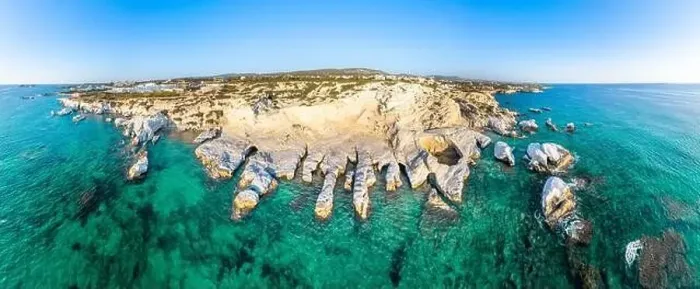 Framed Print : White rocks and sea caves coastal panorama view from above, near Paphos, Cyprus Framed Print : White rocks and sea caves coastal panorama view from above, near Paphos, Cyprus