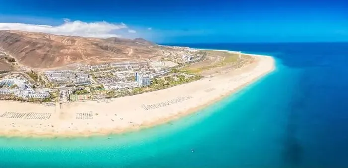 Framed Print : White sandy beach and blue water in Morro Jable, south of Fuerteventura, Canary islands, Spain Framed Print : White sandy beach and blue water in Morro Jable, south of Fuerteventura, Canary islands, Spain