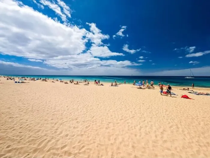 Framed Print : White sandy beach and blue water in Morro Jable, south of Fuerteventura, Canary islands, Spain Framed Print : White sandy beach and blue water in Morro Jable, south of Fuerteventura, Canary islands, Spain