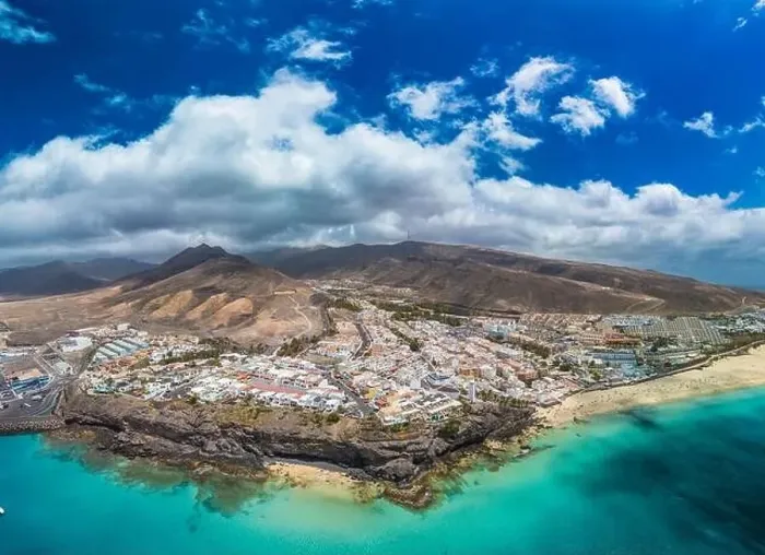 Framed Print : White sandy beach and blue water in Morro Jable, south of Fuerteventura, Canary islands, Spain Framed Print : White sandy beach and blue water in Morro Jable, south of Fuerteventura, Canary islands, Spain