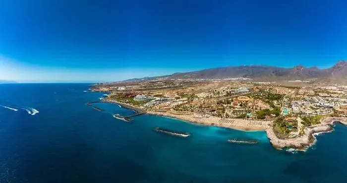 Framed Print : White sandy El Duque beach and coastline in Tenerife. Adeje coast Canary island, Spain Framed Print : White sandy El Duque beach and coastline in Tenerife. Adeje coast Canary island, Spain