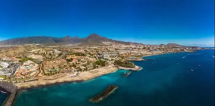Framed Print : White sandy El Duque beach and coastline in Tenerife. Adeje coast Canary island, Spain Framed Print : White sandy El Duque beach and coastline in Tenerife. Adeje coast Canary island, Spain