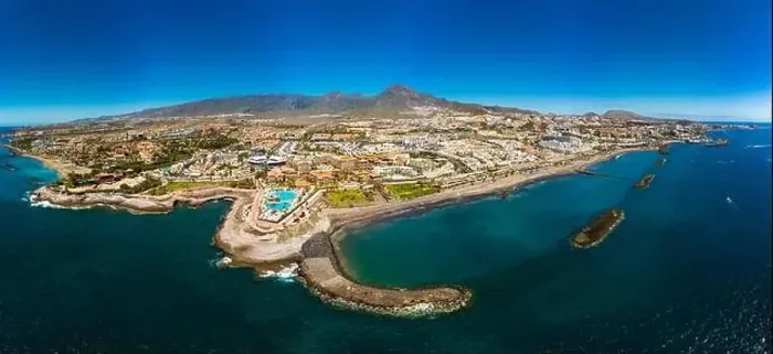 Framed Print : White sandy El Duque beach and coastline in Tenerife. Adeje coast Canary island, Spain Framed Print : White sandy El Duque beach and coastline in Tenerife. Adeje coast Canary island, Spain