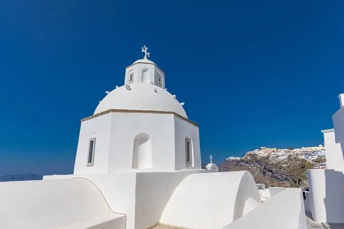 Framed Print : White wash architecture on Santorini Island, Greece. The view toward Caldera sea with relaxing summer travel vacation mood, vibes. Romance love couple Framed Print : White wash architecture on Santorini Island, Greece. The view toward Caldera sea with relaxing summer travel vacation mood, vibes. Romance love couple