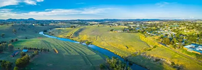 Framed Print : Wide aerial panoram of Yass river and surrounding countryside at sunset in New South Wales, Australia Framed Print : Wide aerial panoram of Yass river and surrounding countryside at sunset in New South Wales, Australia