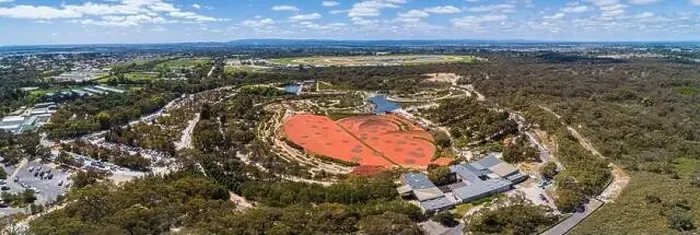 Framed Print : Wide aerial panorama of Australian Desert display at Royal Botanic Gardens in Cranbourne, VIctoria, Australia Framed Print : Wide aerial panorama of Australian Desert display at Royal Botanic Gardens in Cranbourne, VIctoria, Australia