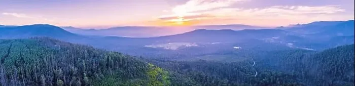 Framed Print : Wide aerial panorama of beautiful sunset over mountains in Yarra Ranges National Park, Victoria, Australia Framed Print : Wide aerial panorama of beautiful sunset over mountains in Yarra Ranges National Park, Victoria, Australia