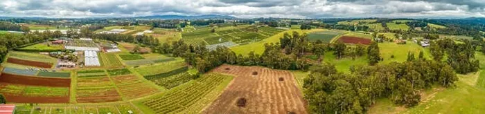 Framed Print : Wide aerial panorama of fields, meadows, and pastures - beautiful rolling landscape