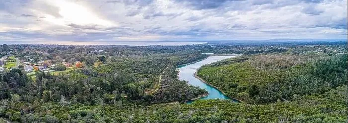 Framed Print : Wide aerial panorama of Frankston Reservoir with Port Phillip Bay on the horizon. Melbourne, Australia Framed Print : Wide aerial panorama of Frankston Reservoir with Port Phillip Bay on the horizon. Melbourne, Australia
