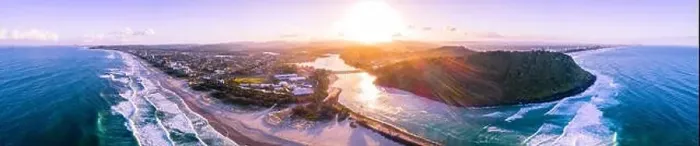 Framed Print : Wide aerial panorama of Gold Coast coastline at sunset. Palm Beach, Gold Coast, Australia Framed Print : Wide aerial panorama of Gold Coast coastline at sunset. Palm Beach, Gold Coast, Australia