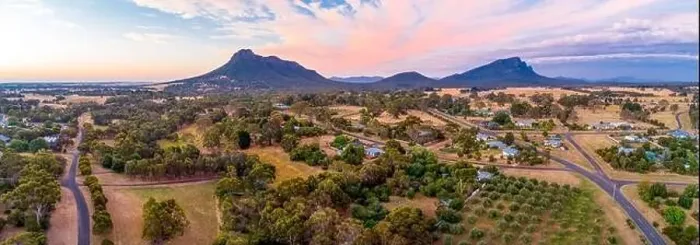 Framed Print : Wide aerial panorama of Grampians mountains and countryside at sunset Framed Print : Wide aerial panorama of Grampians mountains and countryside at sunset