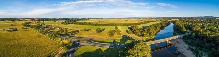 Framed Print : Wide aerial panorama of Princes Highway passing through Australian countryside at sunset Framed Print : Wide aerial panorama of Princes Highway passing through Australian countryside at sunset
