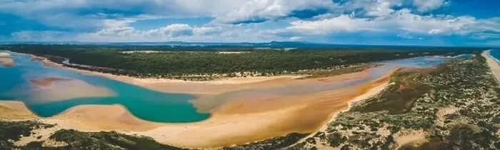 Framed Print : Wide aerial panorama of Snowy River Estuary in Marlo, Australia Framed Print : Wide aerial panorama of Snowy River Estuary in Marlo, Australia