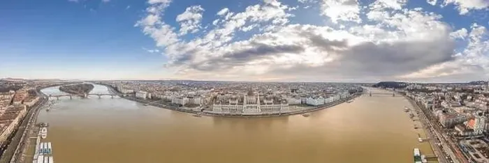 Framed Print : Wide angle aerial drone shot of Hungarian Parliament with clouds in Budapest Winter morning Framed Print : Wide angle aerial drone shot of Hungarian Parliament with clouds in Budapest Winter morning
