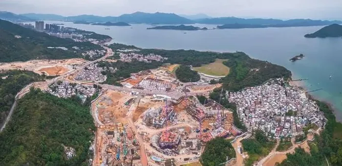 Framed Print : Wide angle aerial shot of the Tseng Tau Tsuen Sai Kung and the nearby construction site, residential housing project Framed Print : Wide angle aerial shot of the Tseng Tau Tsuen Sai Kung and the nearby construction site, residential housing project