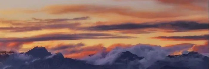 Framed Print : Wide angle panorama silhouette forest and mountain tops in red orange blue clouds gradient sunset Framed Print : Wide angle panorama silhouette forest and mountain tops in red orange blue clouds gradient sunset