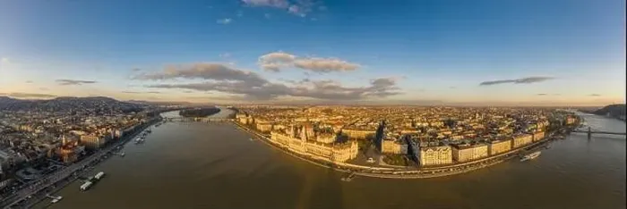Framed Print : Wide panorama aerial drone view of Hungarian Parliament by Danub Framed Print : Wide panorama aerial drone view of Hungarian Parliament by Danub