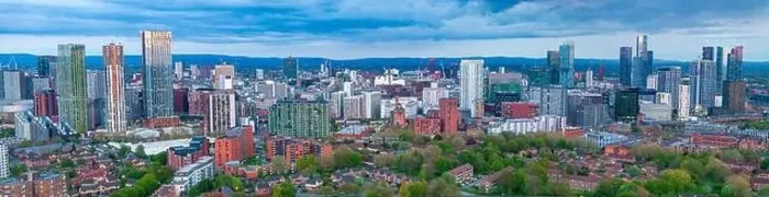 Framed Print : Wide panorama of Salford and Manchester Skyline photographed from Salford Framed Print : Wide panorama of Salford and Manchester Skyline photographed from Salford