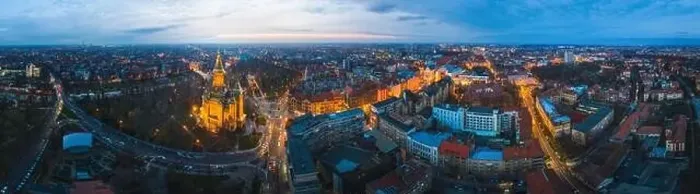 Framed Print : Wide panorama of Timisoara city, Romania. Cityscape of Timisoara at twilight time Framed Print : Wide panorama of Timisoara city, Romania. Cityscape of Timisoara at twilight time