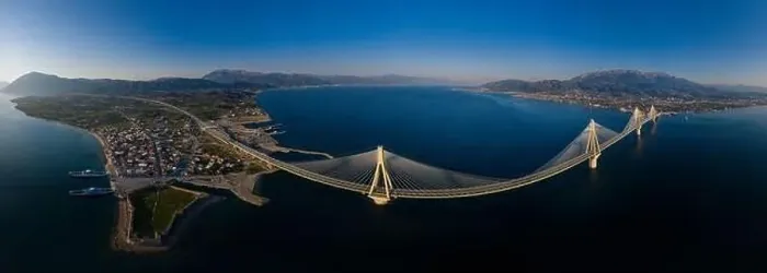 Framed Print : Wide panorama of world famous cable suspension bridge of Rio - Antirio Harilaos Trikoupis Framed Print : Wide panorama of world famous cable suspension bridge of Rio - Antirio Harilaos Trikoupis