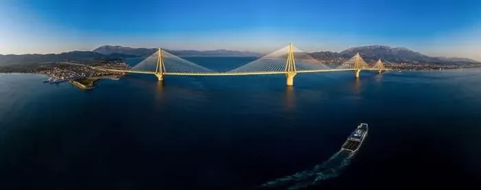 Framed Print : Wide panorama of world famous cable suspension bridge of Rio - Antirio Harilaos Trikoupis Framed Print : Wide panorama of world famous cable suspension bridge of Rio - Antirio Harilaos Trikoupis