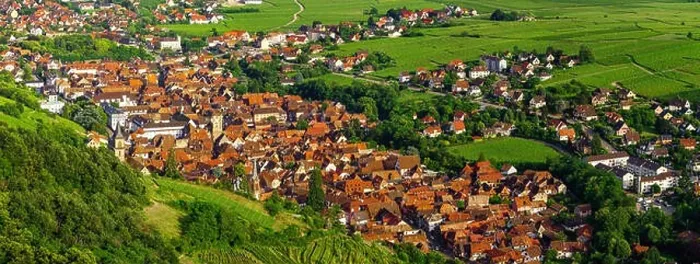 Framed Print : Wide panoramic aerial view of Alsace, Ribeauville. Green valley. France Framed Print : Wide panoramic aerial view of Alsace, Ribeauville. Green valley. France