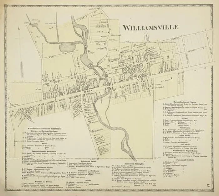 Framed Print : Williamsville [Village]; Williamsville Business Directory. 1866