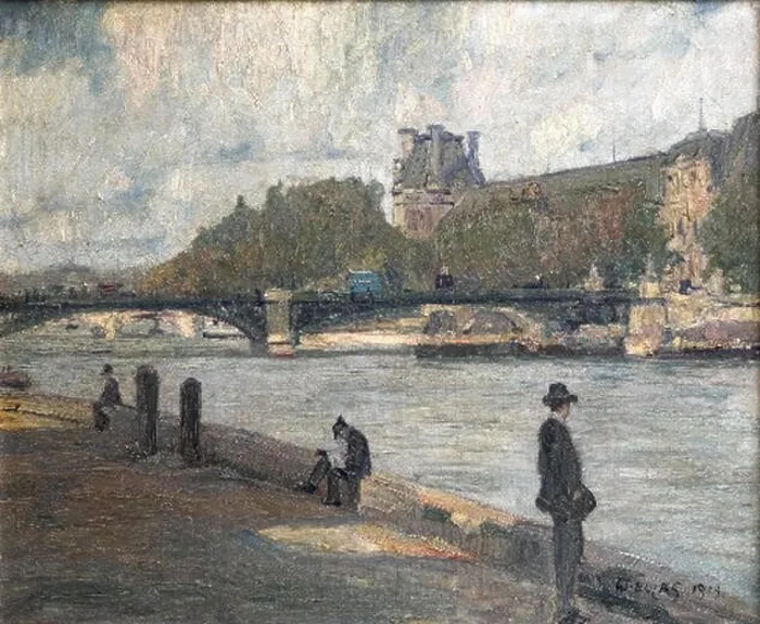 Framed Print : Willy Lucas 1913 painting Seine Ufer mit Blick auf den Louvre depicts the scenic view of the Seine River with Framed Print : Willy Lucas 1913 painting Seine Ufer mit Blick auf den Louvre depicts the scenic view of the Seine River with