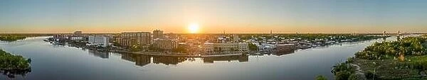 Wilmington, North Carolina, USA downtown cityscape panorama over the Cape Fear River