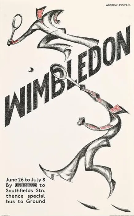 Framed Print : WIMBLEDON - London Underground poster feat tennis players - 1933 Framed Print : WIMBLEDON - London Underground poster feat tennis players - 1933