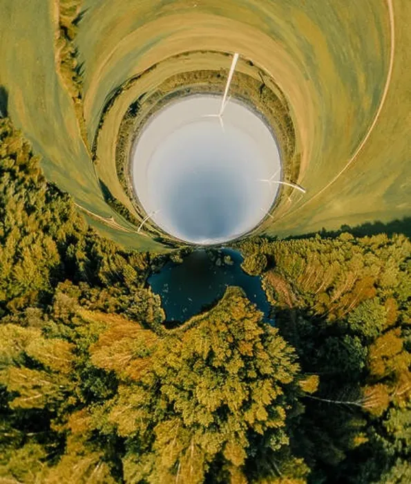 Framed Print : Wind Station Green field and forest nature in Lithuania