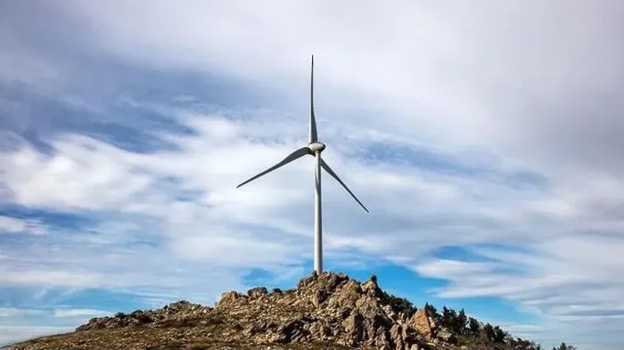 Framed Print : Wind turbine on the rocky hill top Framed Print : Wind turbine on the rocky hill top