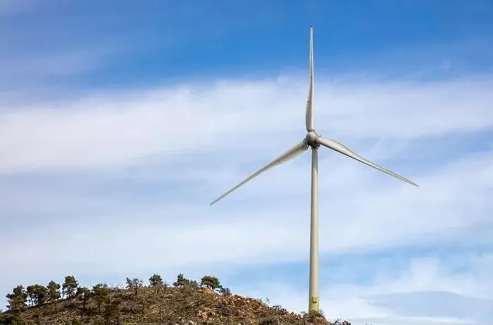 Framed Print : Wind turbine on the rocky hill top Framed Print : Wind turbine on the rocky hill top