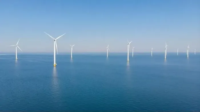 Framed Print : Windmill turbines at sea generate green energy in the Netherlands Drone view Framed Print : Windmill turbines at sea generate green energy in the Netherlands Drone view