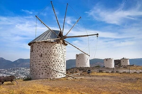 Windmills on the hill, Bodrum, Mugla Province, Turkey