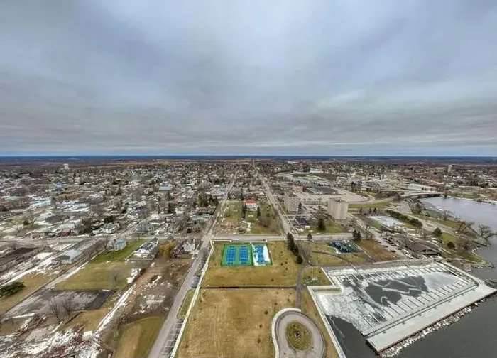 Framed Print : Winter aerial image of City of Ogdensburg, NY on a cloudy afternoon Framed Print : Winter aerial image of City of Ogdensburg, NY on a cloudy afternoon