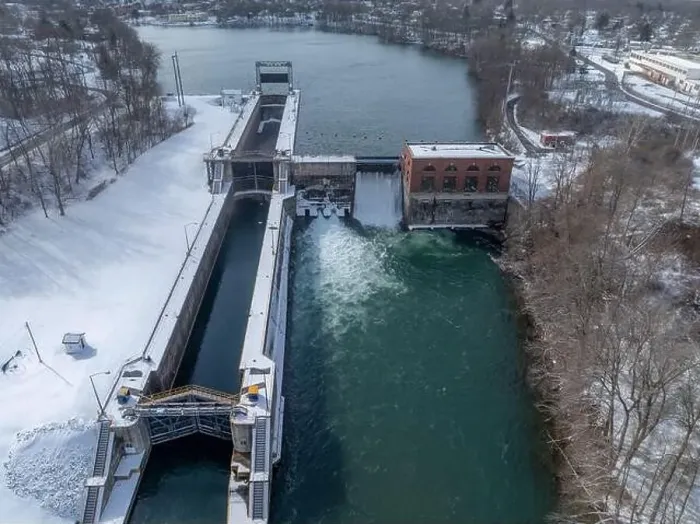 Framed Print : Winter aerial Image of the Erie Canal Locks found in Seneca Falls, NY, between Seneca Lake and Cayuga Lake Framed Print : Winter aerial Image of the Erie Canal Locks found in Seneca Falls, NY, between Seneca Lake and Cayuga Lake