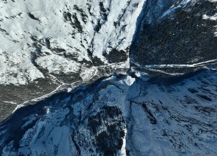 Framed Print : Winter drone shot of ski pistes and slopes covered with fresh powder snow in Tignes in Valdisere France Framed Print : Winter drone shot of ski pistes and slopes covered with fresh powder snow in Tignes in Valdisere France
