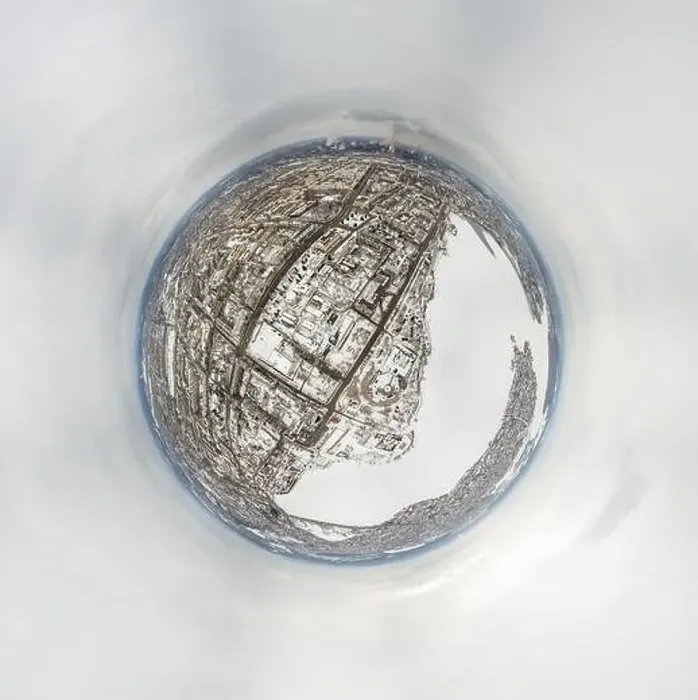 Framed Print : Winter embankment of the city Nizhny Tagil and metallurgical plant from above