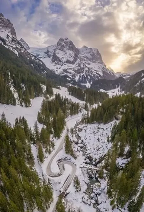 Framed Print : Winter landscape during sunset taken with drone Framed Print : Winter landscape during sunset taken with drone